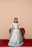 Block Printed Raw Silk Lehenga Choli with Dupatta For Girls