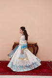Block Printed Raw Silk Lehenga Choli with Dupatta For Girls
