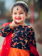 Embroidered Chiffon Lehenga Choli with Sitara Net Dupatta For Girls