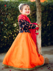 Embroidered Chiffon Lehenga Choli with Sitara Net Dupatta For Girls