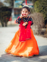Embroidered Chiffon Lehenga Choli with Sitara Net Dupatta For Girls