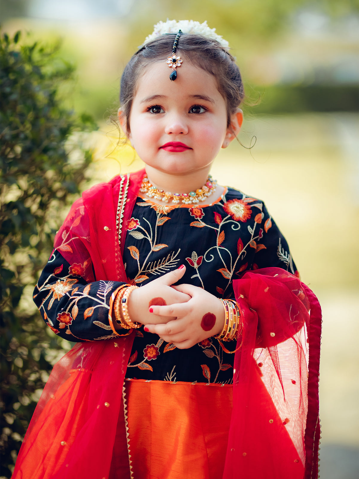 Embroidered Chiffon Lehenga Choli with Sitara Net Dupatta For Girls