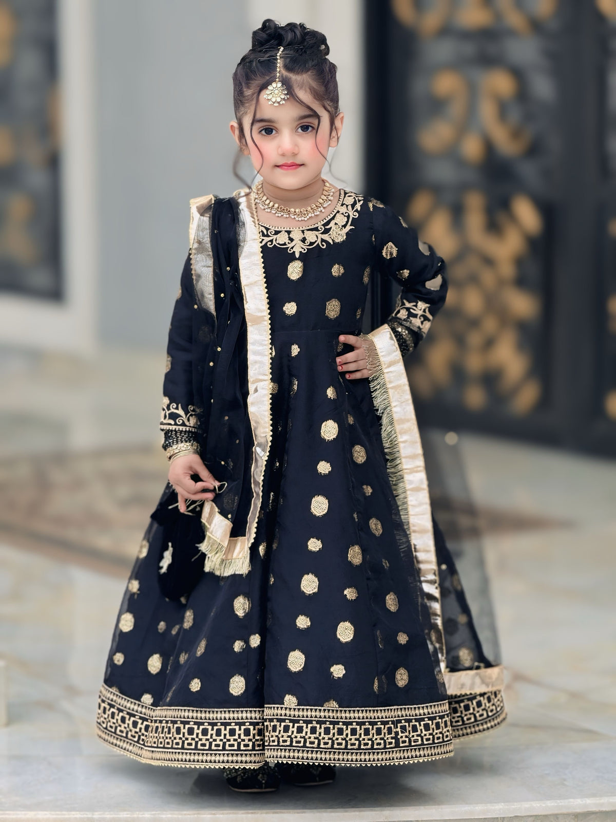Banarsi Organza Maxi with Sitara Net Dupatta For Girls