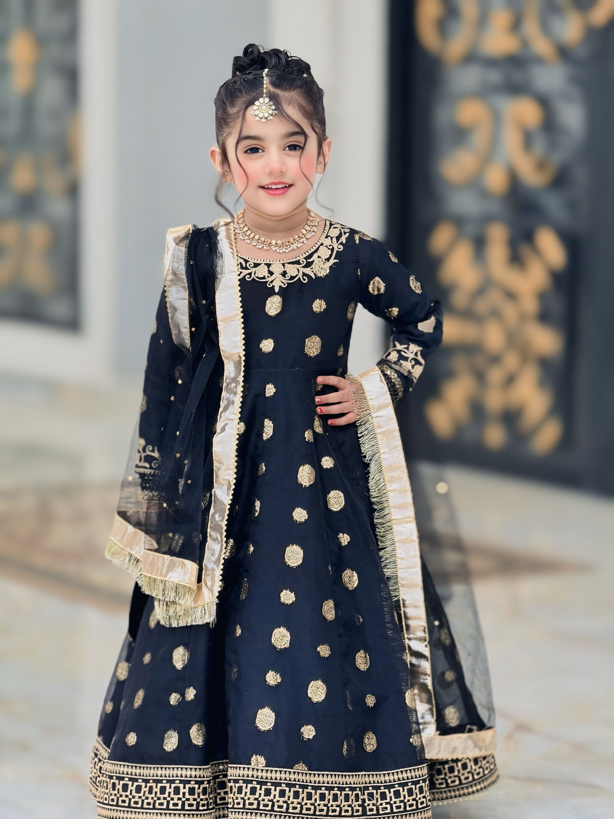Banarsi Organza Maxi with Sitara Net Dupatta For Girls