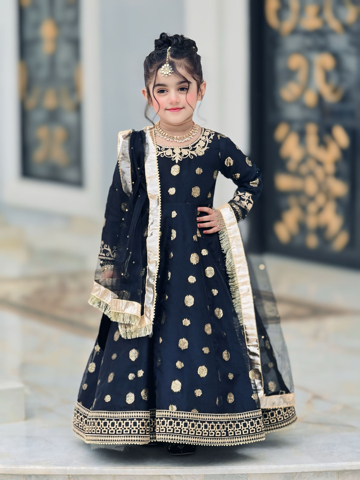 Banarsi Organza Maxi with Sitara Net Dupatta For Girls
