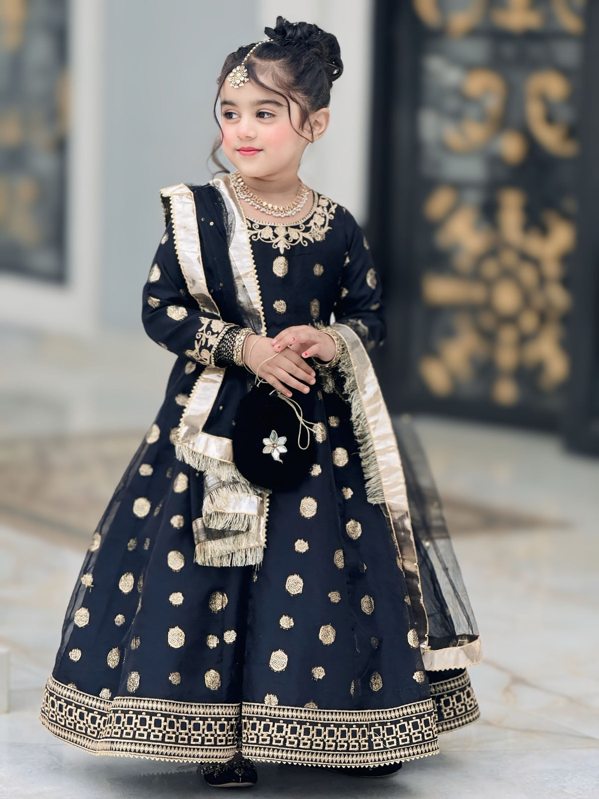 Banarsi Organza Maxi with Sitara Net Dupatta For Girls