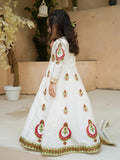 Block Printed Raw Silk Maxi with Sitara Net Dupatta For Girls