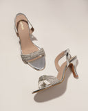 Lira Silver Elegant Diamante Knot Kitten Heels For Women