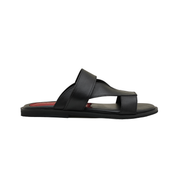 Premium Black Leather Casual Slippers For Men