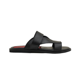 Premium Black Leather Casual Slippers For Men