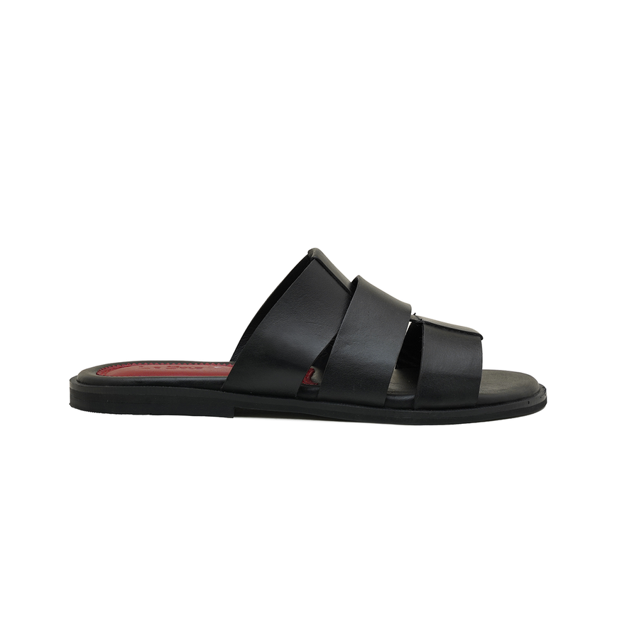 Luxury Black Leather Comfort Slippers For Men