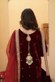 Zeba Maroon Burgundy Velvet Shirt & Sharara with Dupatta For Women