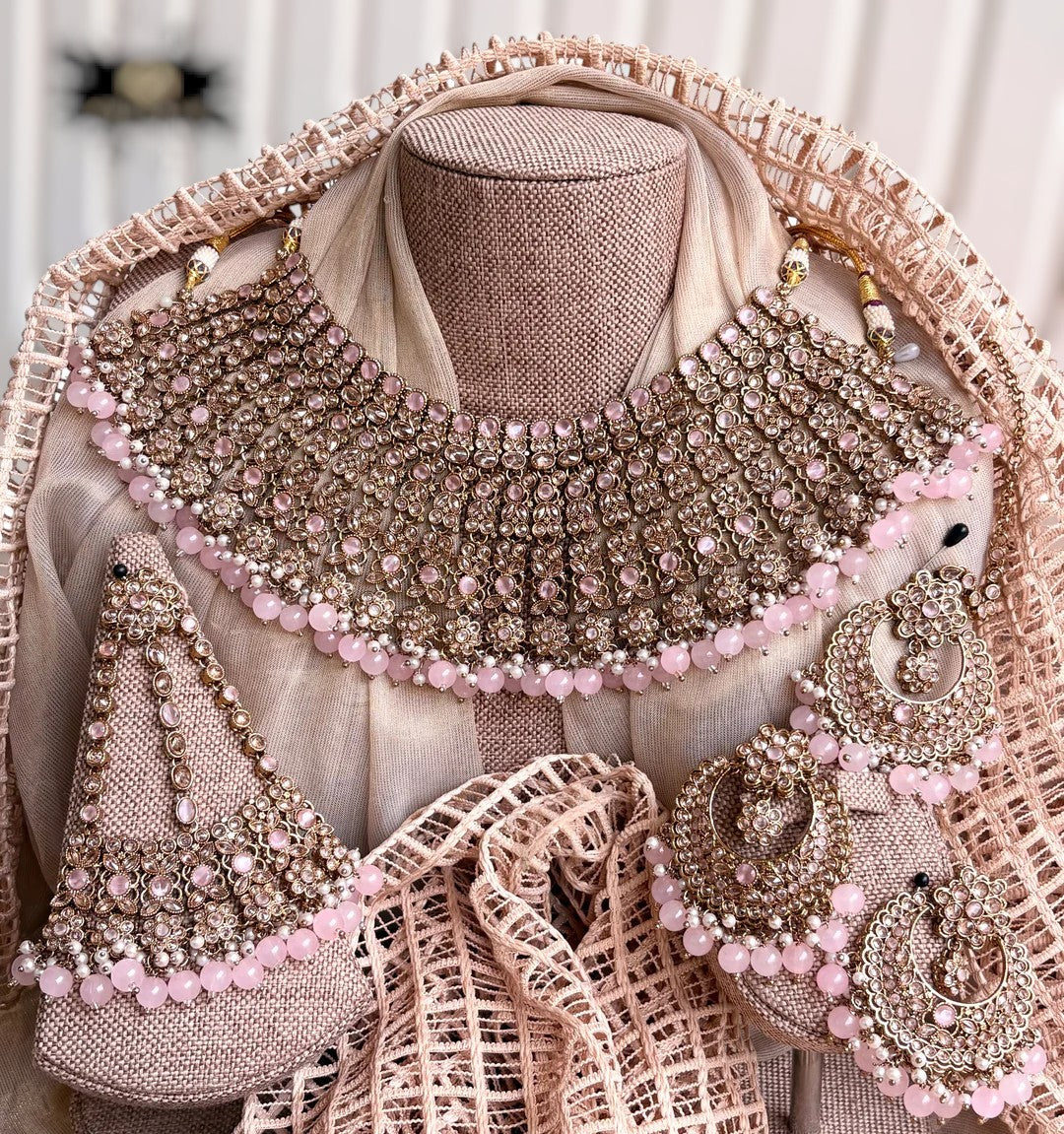 Royal Luxury Bridal Jewelry Set – Necklace, Earrings & Tikka For Women