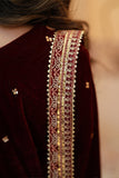 Zeba Maroon Burgundy Velvet Shirt & Sharara with Dupatta For Women