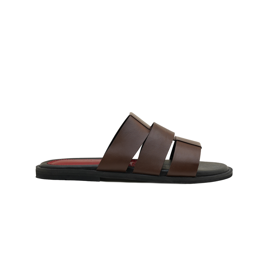 Classic Brown Leather Comfort Slippers For Men