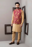 Maroon Color Zari Embroidered Waist Coat For Men