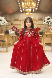 Mirha Velvet Maxi – Elegance in Red For Girls