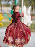 Royal Block Printed Raw Silk Lehenga Choli For Girls