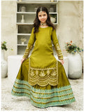 Elegant Soft Raw Silk 3-Piece Suit with Block Printed Lehenga For Girls