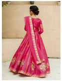 Royal Block Printed Raw Silk Lehenga Choli For Girls