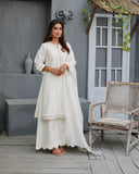 Pearl White – Cotton Silk 3 Piece Suit For Women