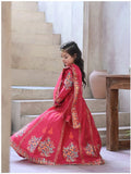 Elegant Block Printed Raw Silk Lehenga Choli For Girls