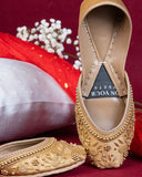 Majestic Gold, Black & White Embroidered Juttis For Women