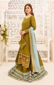 Nazneen Long Silk Shirt with Lehenga & Chiffon Dupatta For Women