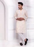 Off-White Color Embroidered Kurta Pajama For Men