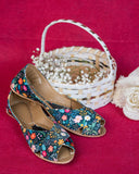 Midnight Bloom Bold Floral Khussa For Women