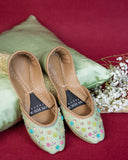 Mint Blossom Embroidered Khussa For Women