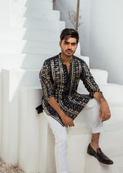 Navy Chanderi Kurta Pajama – Elegant & Versatile For Men