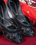 Majestic Gold, Black & White Embroidered Juttis For Women