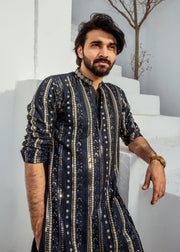 Navy Chanderi Kurta Pajama – Elegant & Sophisticated For Men