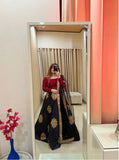 Nigaar Red Chiffon Lehenga Choli with Net Dupatta For Women