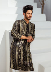 Black Chanderi Kurta Pajama – Elegant & Comfortable For Men