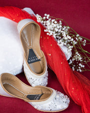 Majestic Gold, Black & White Embroidered Juttis For Women