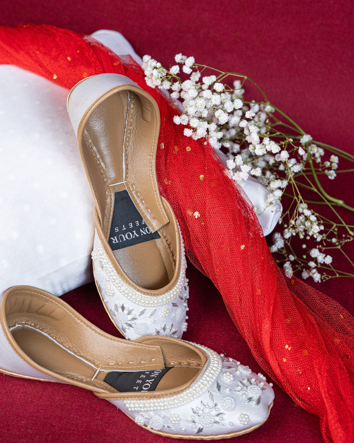 Majestic Gold, Black & White Embroidered Juttis For Women