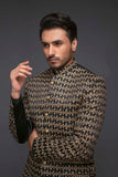 Black Color Golden Embroidered Prince Coat For Men