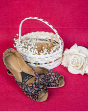 Midnight Bloom Floral Khussa For Women