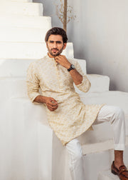 Ivory Chanderi Kurta Pajama – Classic & Sophisticated For Men