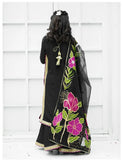 Elegant Soft Raw Silk 3-Piece Suit with Hand-Painted Organza Dupatta For Girls