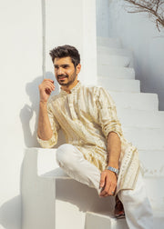 White Chanderi Kurta Pajama – Elegant & Premium For Men