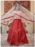 Pink Gotta Embroidered Raw Silk Lehenga Choli For Girls