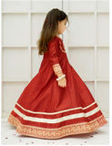 Elegant Block Printed Raw Silk Maxi with Dupatta For Girls
