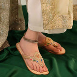 Handcrafted Leather Sandal with Tilla Work For Women