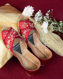 Royal Red Embroidered Khussa For Women