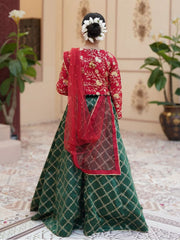 Royal Embroidered Raw Silk Lehenga Choli with Sitara Dupatta For Girls