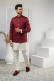 Red Color Thread Embroidered Prince Coat For Men