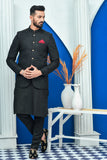 Black Color Resham Embroidered Prince Coat For Men